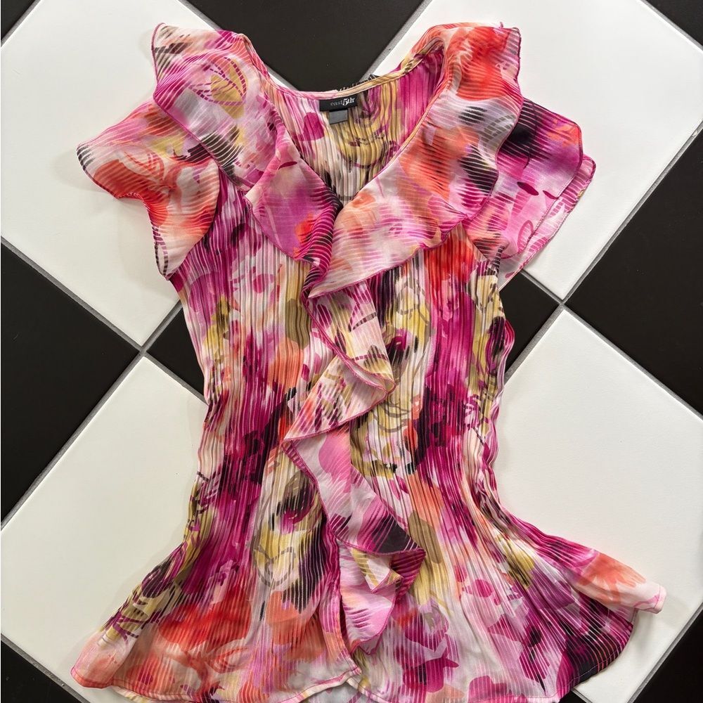 East 5th Multicolor Floral Ruffle Blouse - Picture 2 of 10
